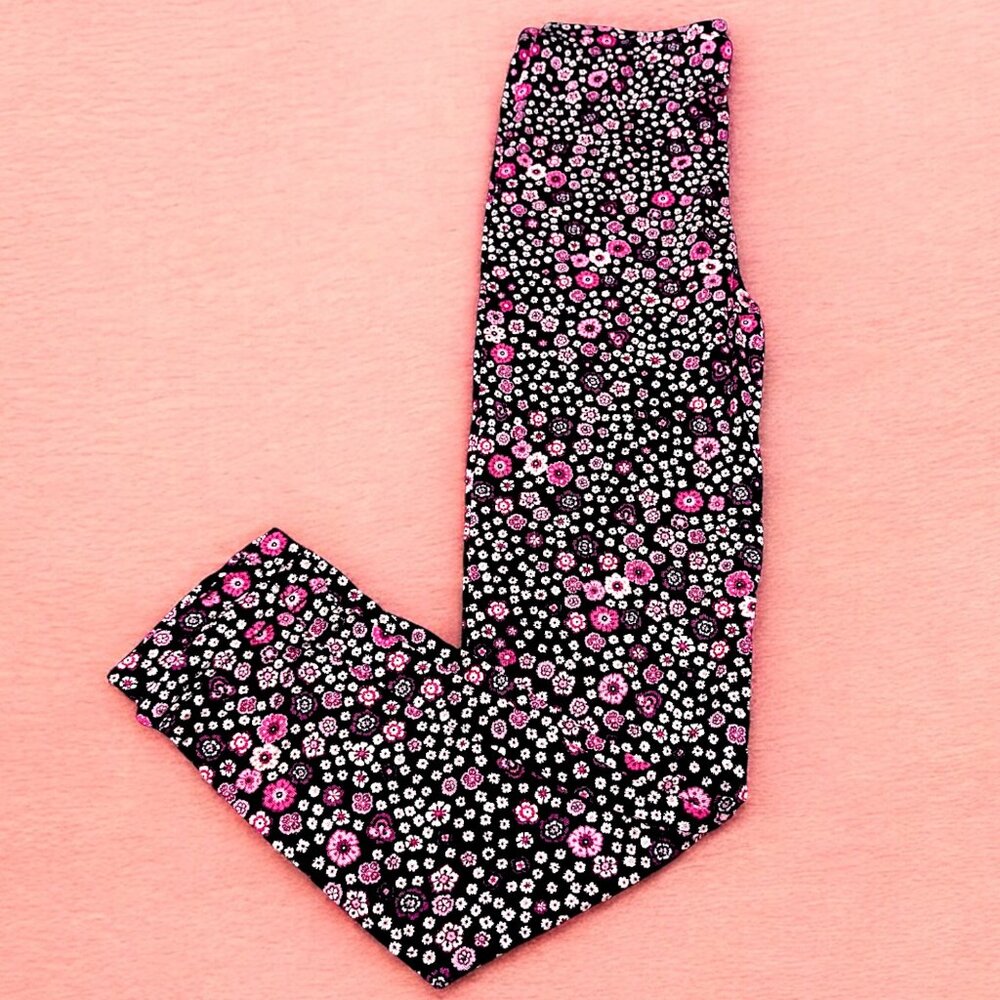 Pepco Full length Soft Cotton stretchy leggings Skinny Fit Black with Pink NWOT